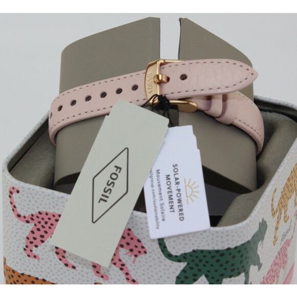 Fossil BQ3773 Vale Solar-Powered Pink Leather Watch - Picture 10 of 11